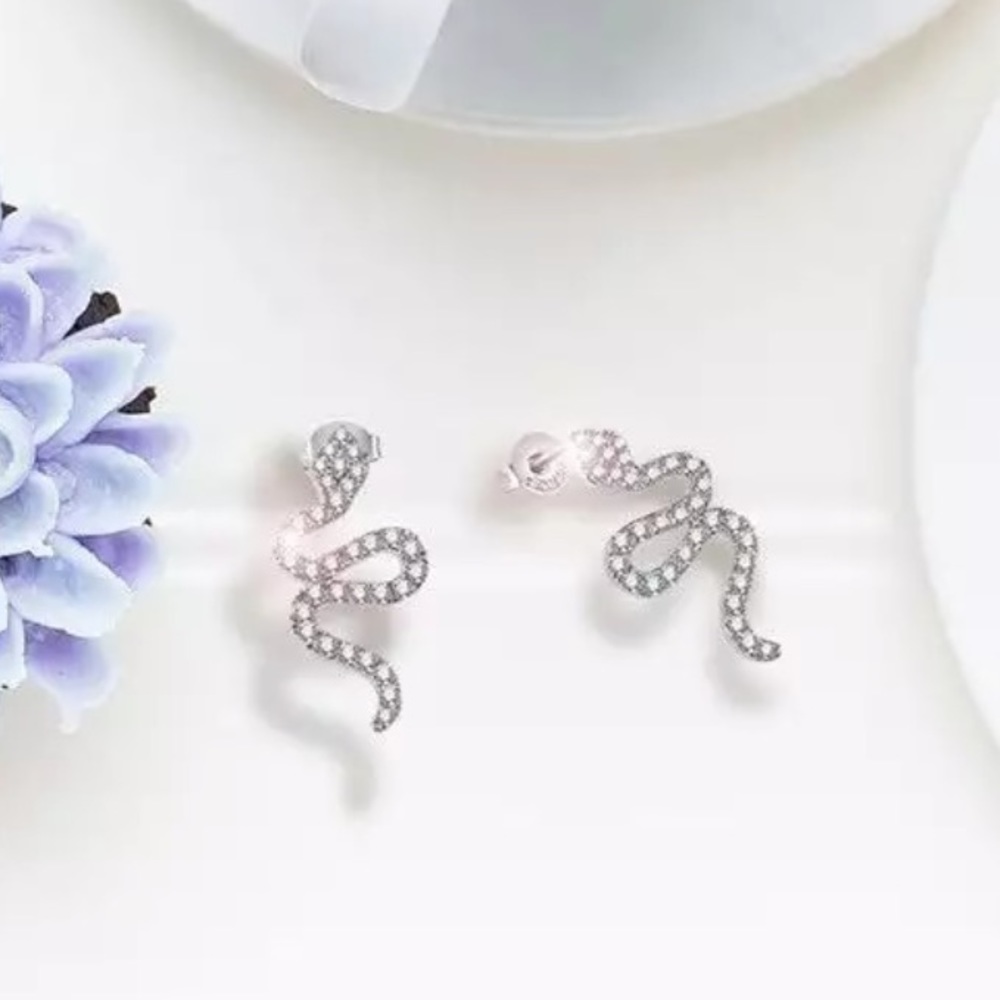 18k GF CZ snake earrings - Picture 6 of 6